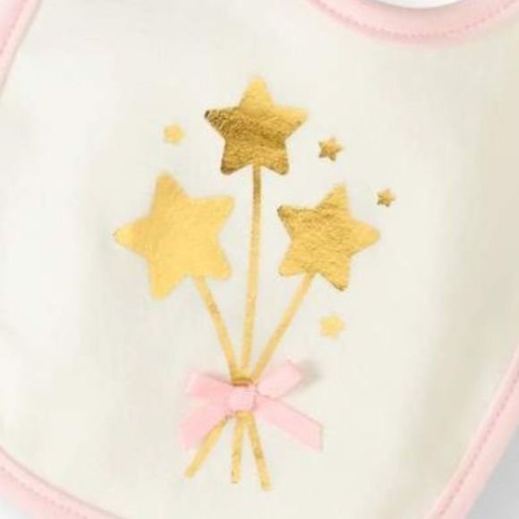 NWT Rene Rofe Baby Girl Pink Star Bodysuit, Bib and Leggings 3 pieces Set - Picture 3 of 4